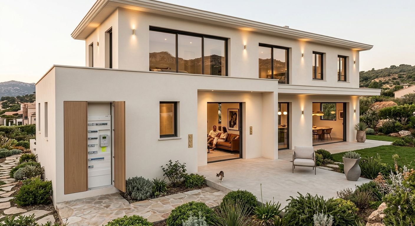 Maison blanche moderne de deux étages 