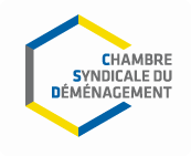 Vers site de la Chambre syndicale du déménagement Logo Chambre syndicale du déménagement jaune et bleu