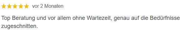 Bewertung des Unternehmens von einem Kunden über Google.