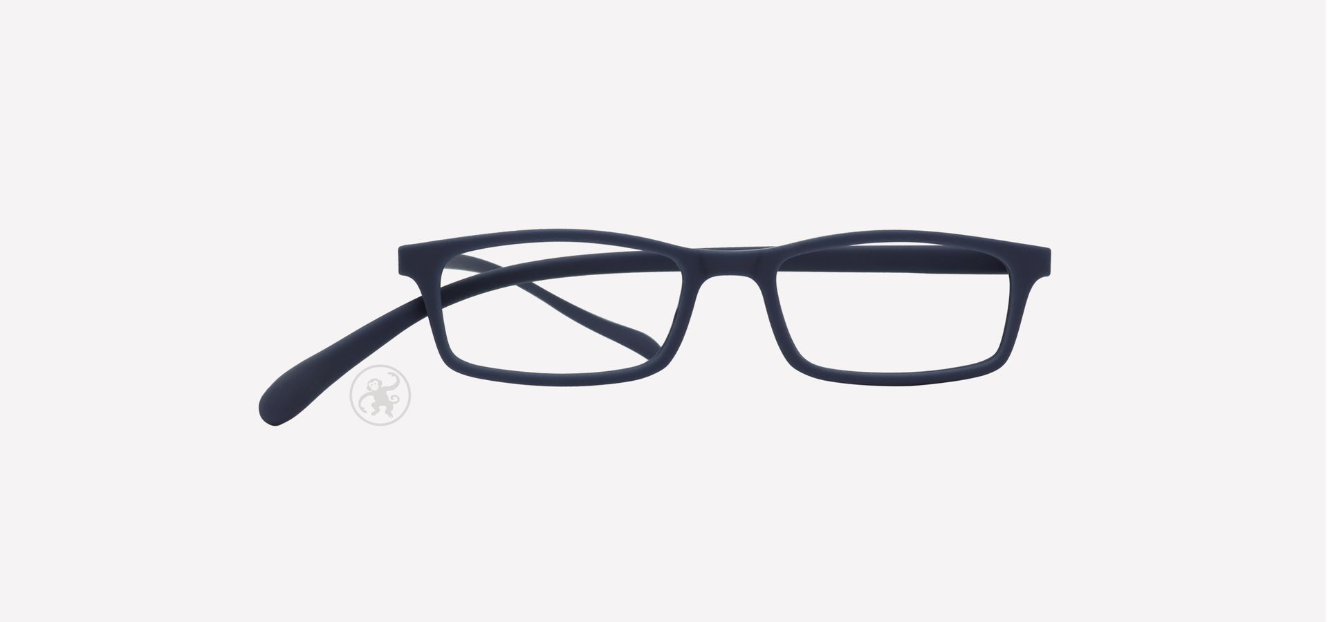 Blaue Korrektionsfassung von vorne auf hellem Hintergrund.