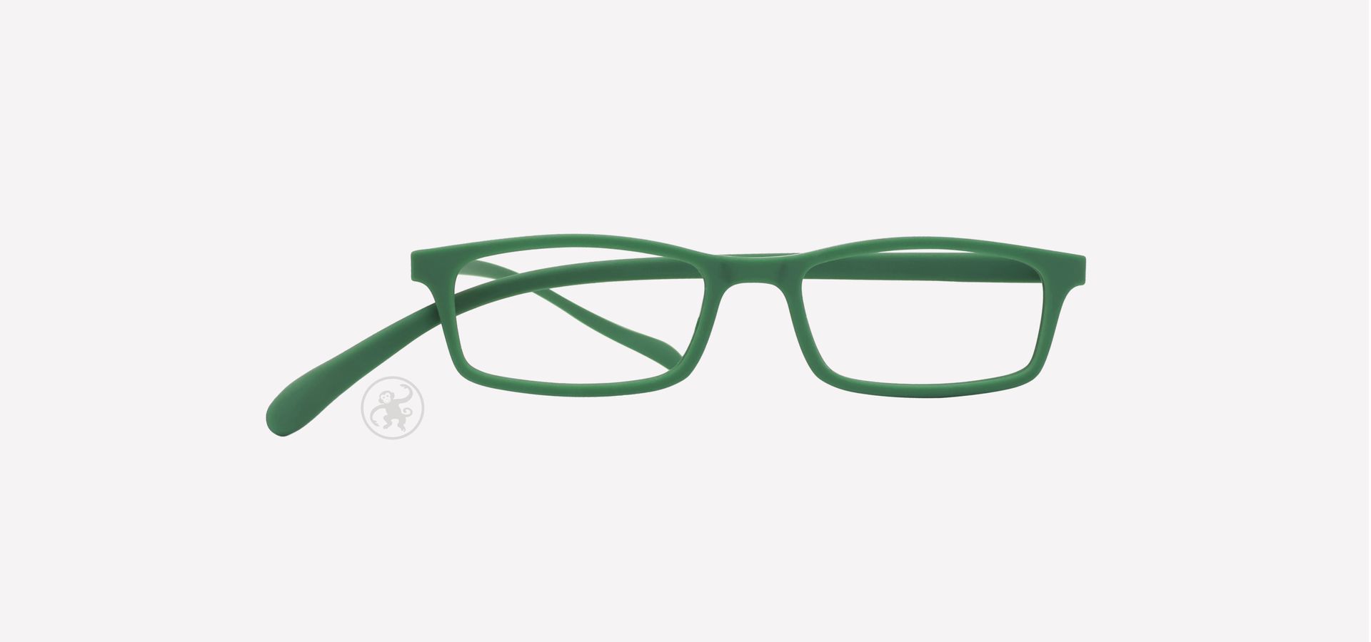 Grasgrüne Korrektionsfassung von vorne auf hellem Hintergrund.