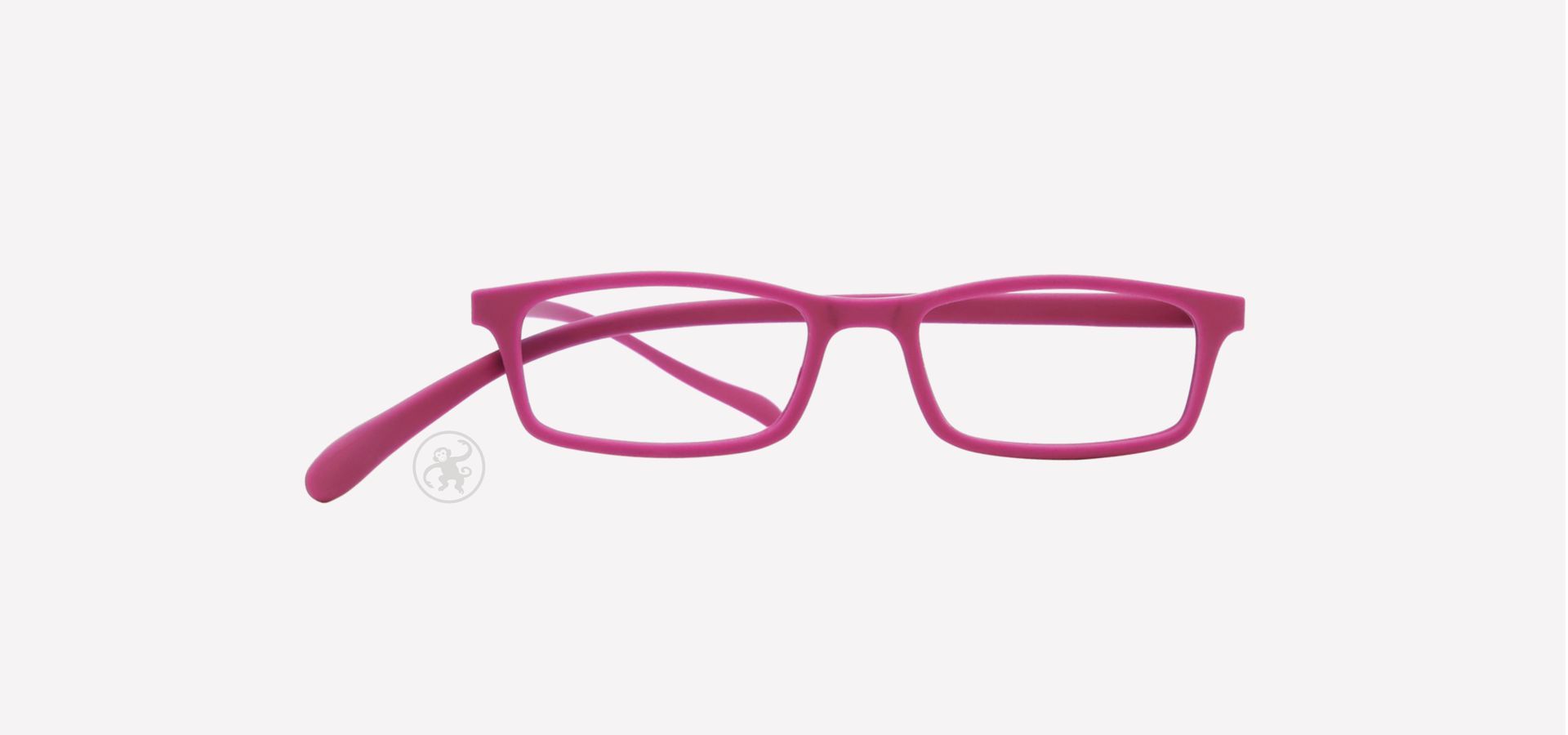 Pinke Korrektionsfassung von vorne auf hellem Hintergrund.