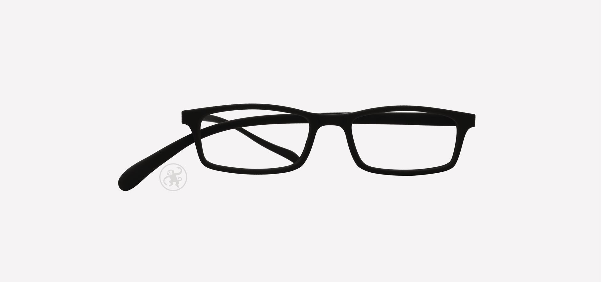 Schwarze Korrektionsbrille auf weißem Hintergrund.