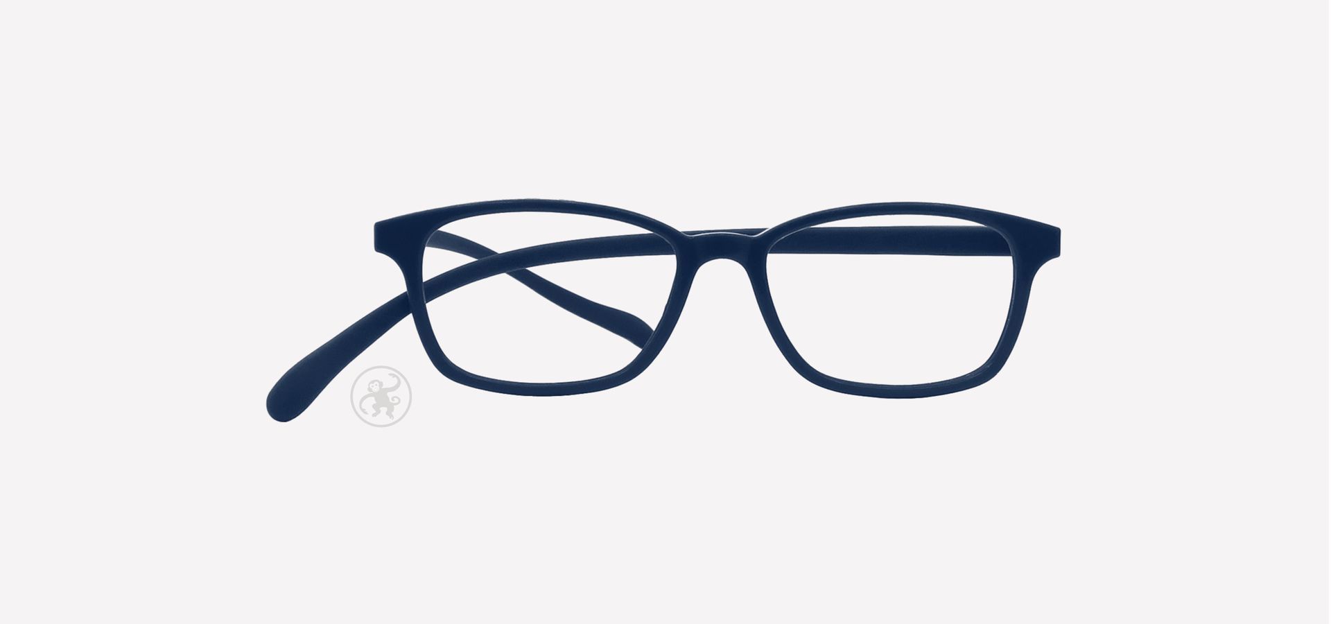 Blaue Korrektionsfassung von vorne auf hellem Hintergrund.