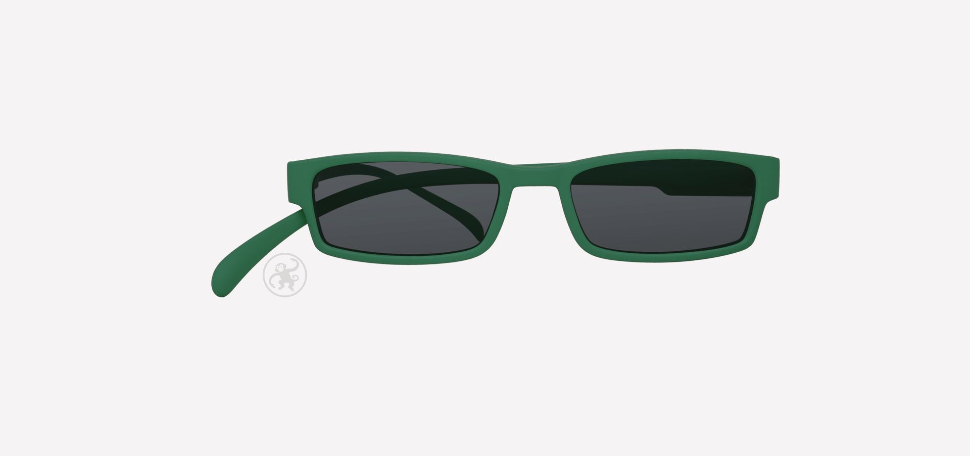 Grass grüne Lesesonnenbrille von vorne auf hellem Hintergrund.
