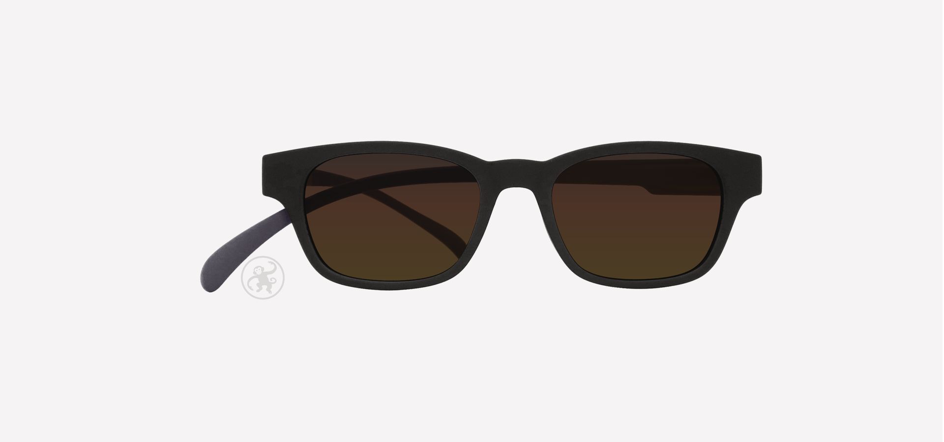 Schwarz-schlamm-aubergine farbene Lesesonnenbrille von vorne auf hellem Hintergrund