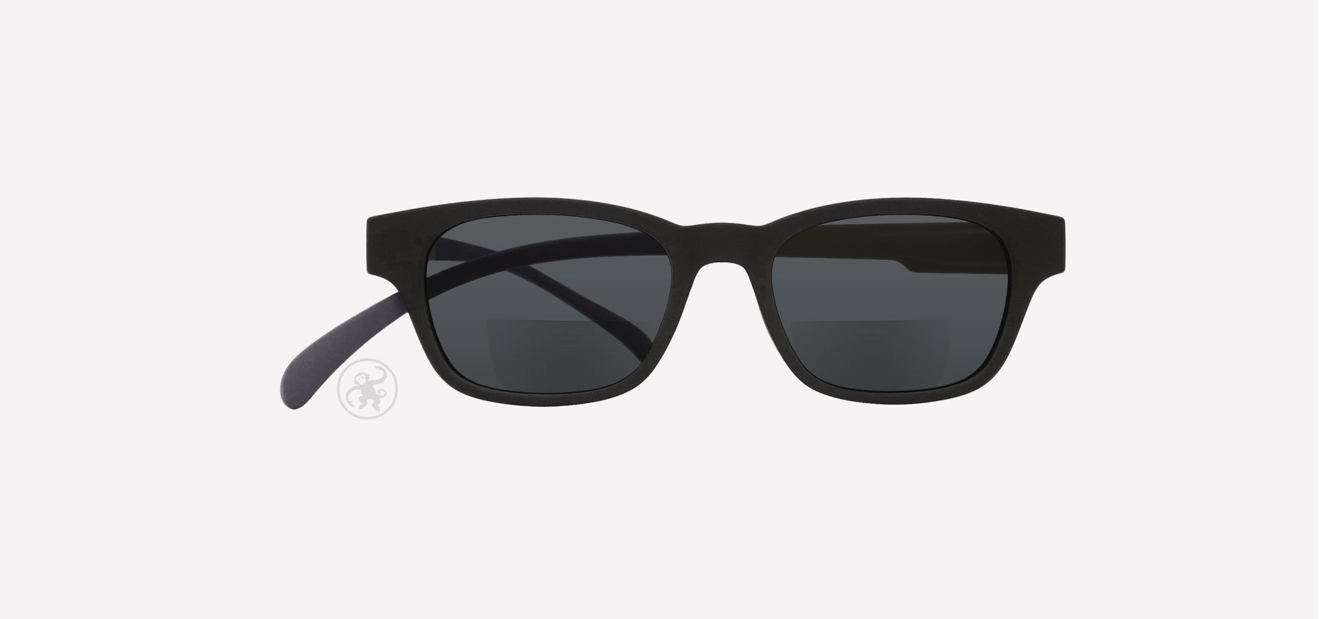 Schwarz-schlamm-aubergine farbene Bifokal-Lesesonnenbrille von vorne auf hellem Hintergrund