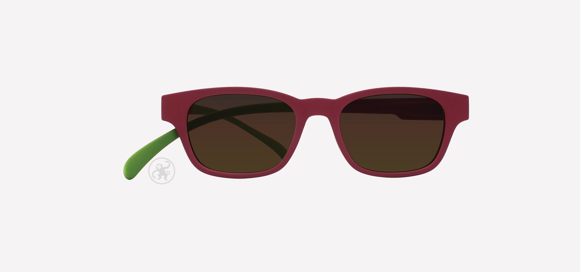 Rot-beeren-grün farbene Lesesonnenbrille von vorne auf hellem Hintergrund