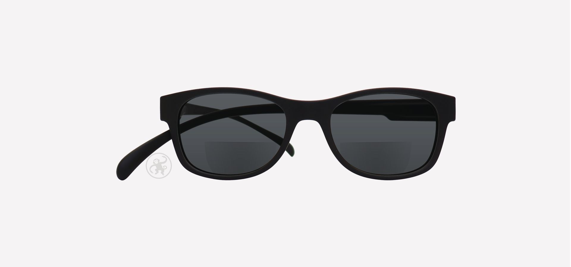 Schwarze Brille auf weißem Hintergrund.
