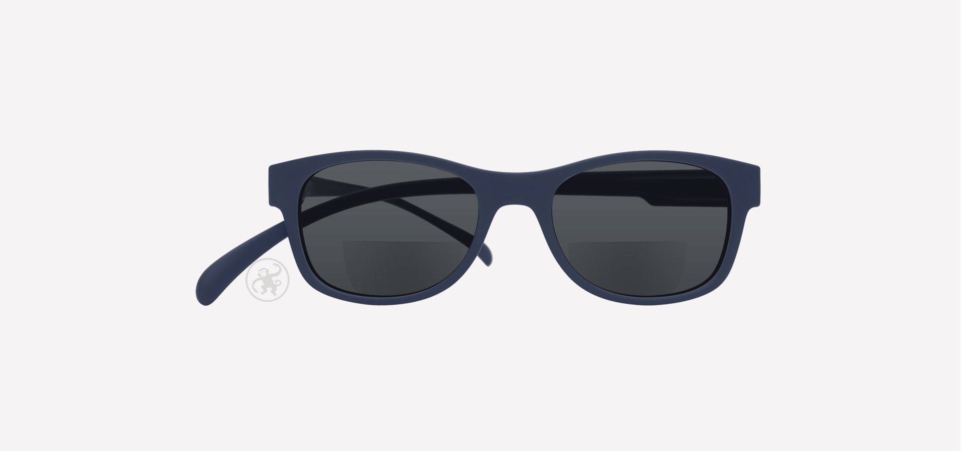 Dunkel blaue Bifokal-Lesesonnenbrille von vorne auf hellem Hintergrund