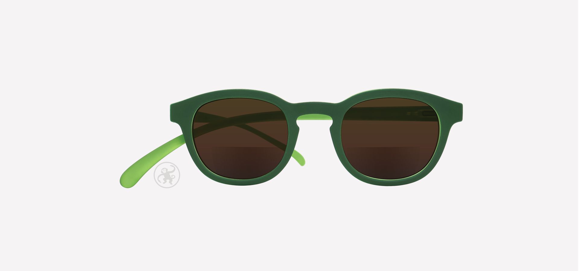 Grüne Bifokal-Lesesonnenbrille  von vorne auf hellem Hintergrund