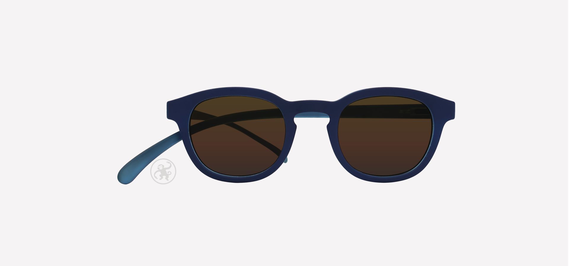 Schwarz braune farbene Lesesonnenbrille von vorne auf hellem Hintergrund