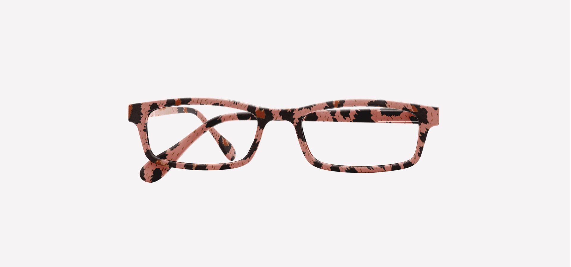Eine Leo rosé farbene Lesebrille auf weißem Hintergrund.