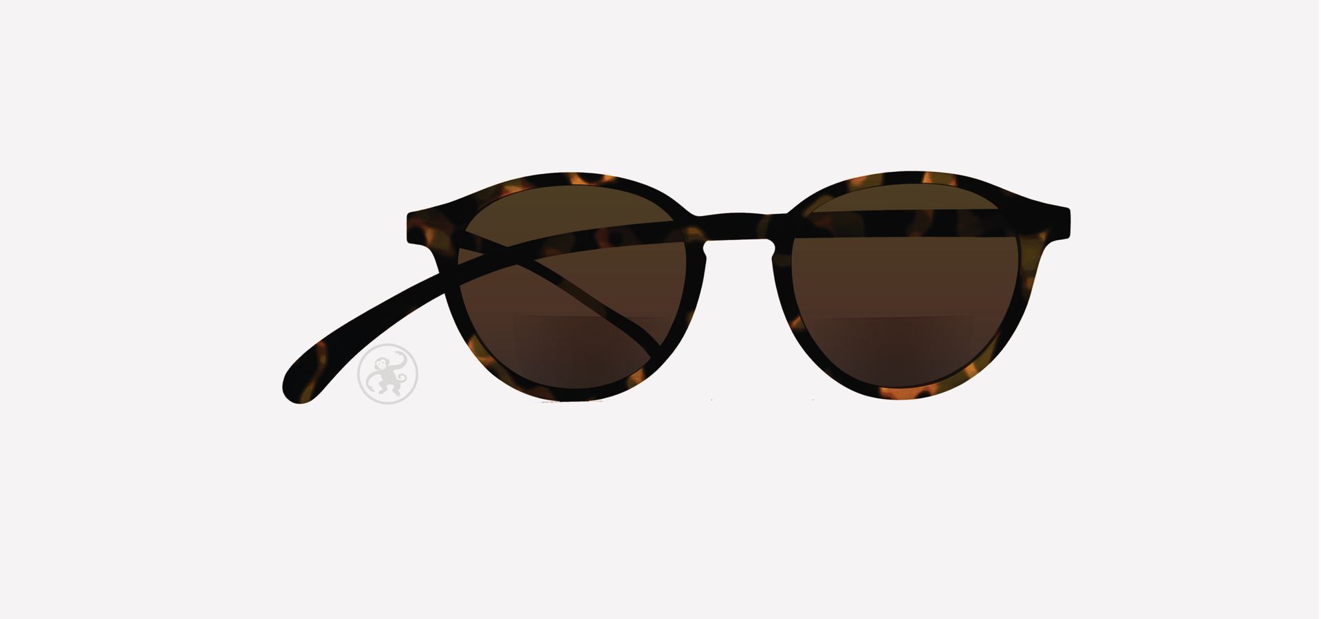 Havanna gemusterte panto Bifokal-Lesesonnenbrille von vorne auf hellem Hintergrund.