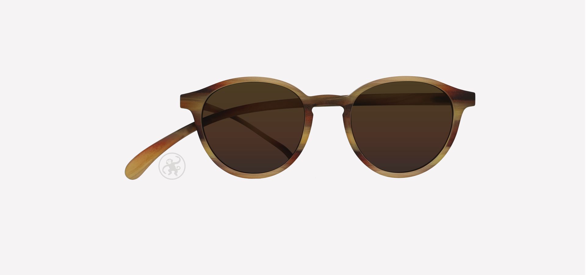 Horn gemusterte panto Lesesonnenbrille von vorne auf hellem Hintergrund.