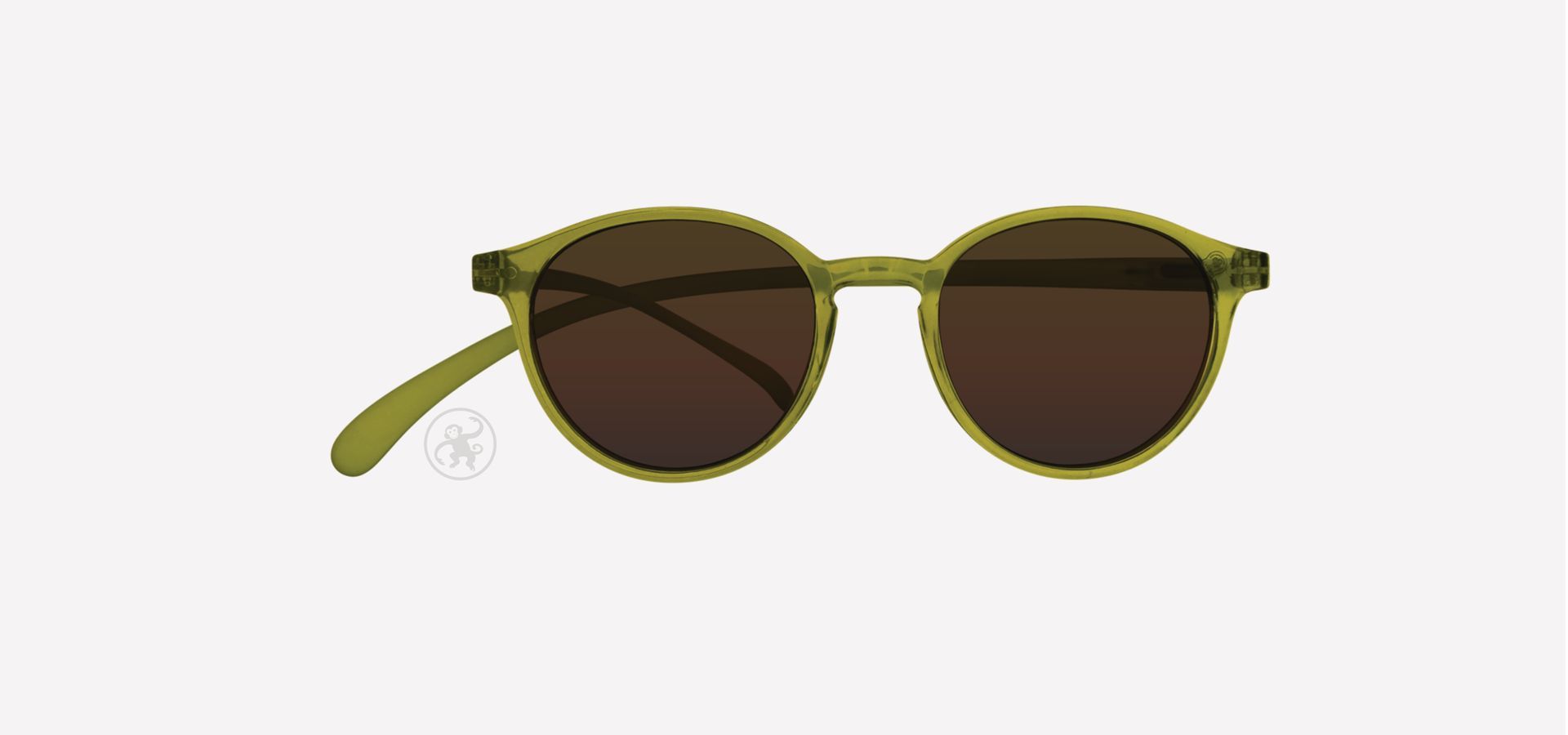 Pistazien farbene panto Lesesonnenbrille von vorne auf hellem Hintergrund.