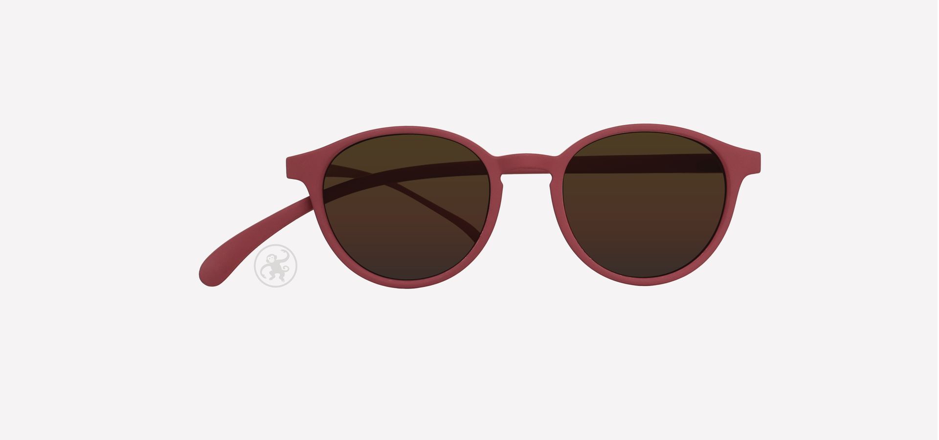 Rote panto Lesesonnenbrille von vorne auf hellem Hintergrund.