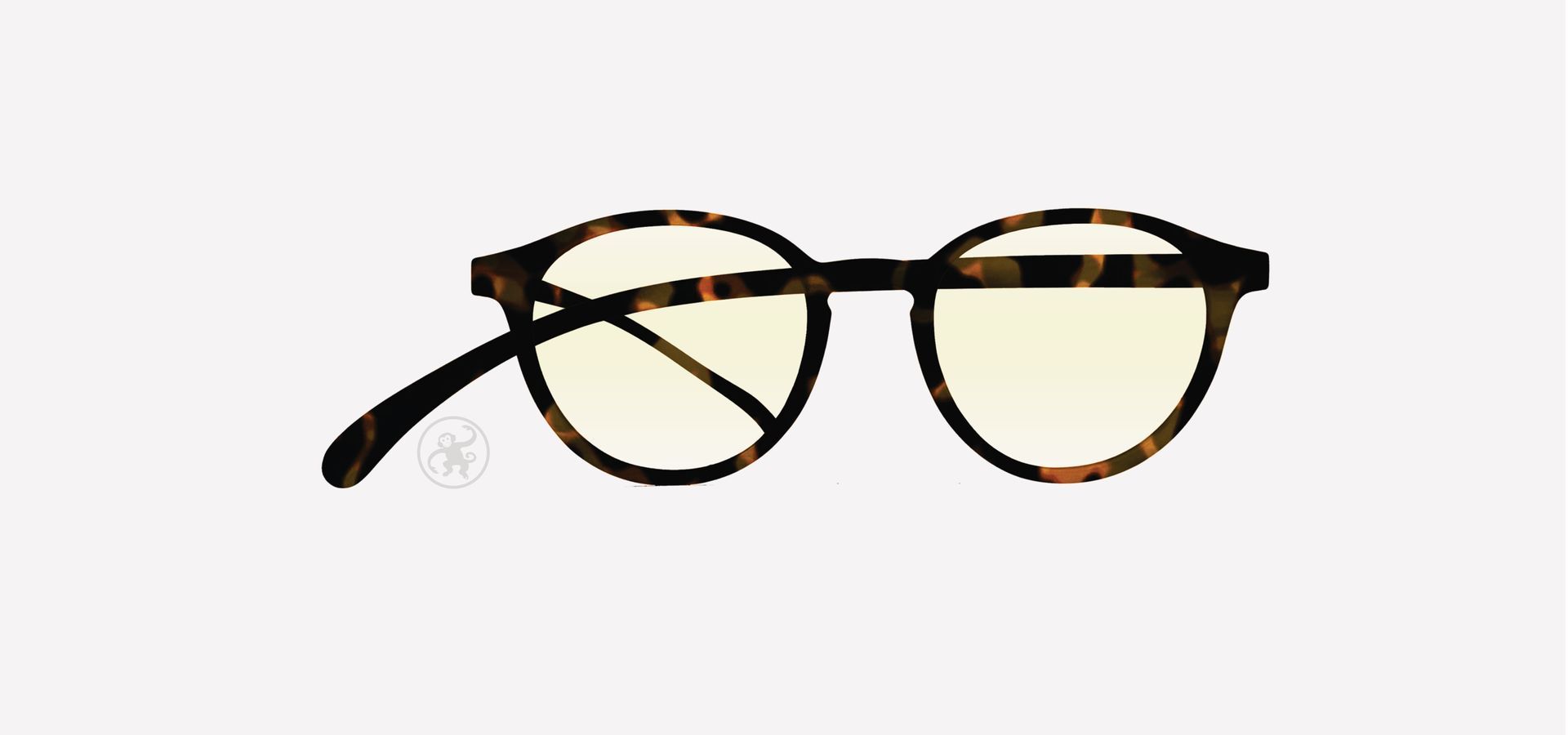 Havanna gemusterte panto Lesebrille mit Blaufilter von vorne auf hellem Hintergrund.