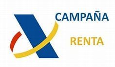 Logotipo con formas azules, rojas y amarillas y el texto “CAMPAÑA RENTA”.