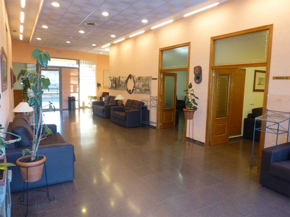 Una sala de estar con muchos muebles y una planta.