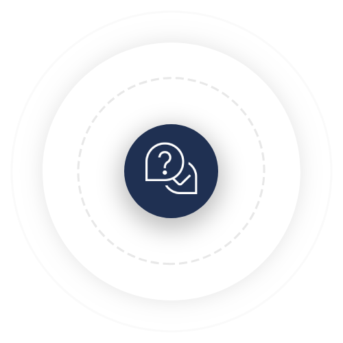 There is a question mark in the middle of a circle.