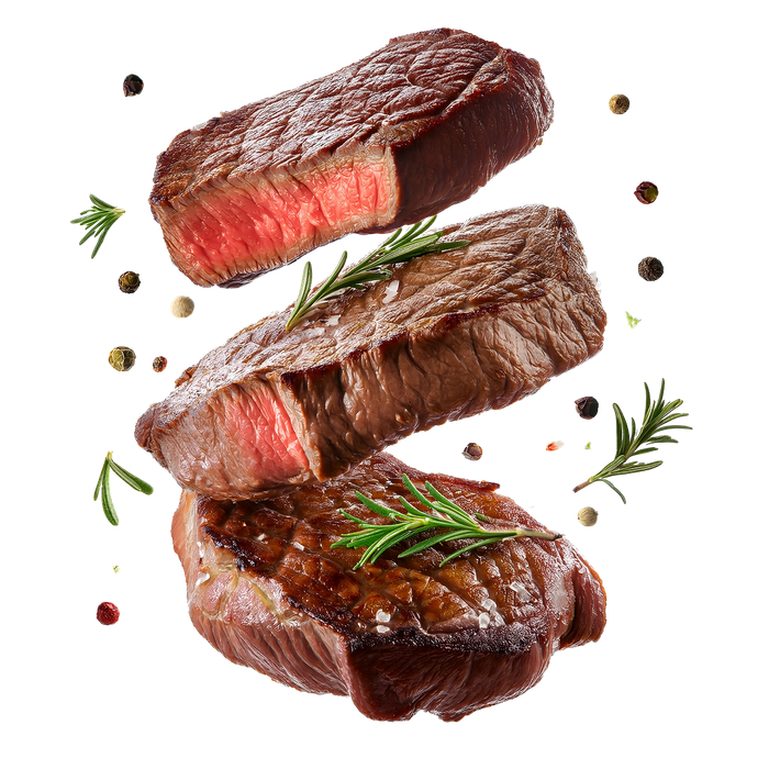 De la viande rouge en morceaux.