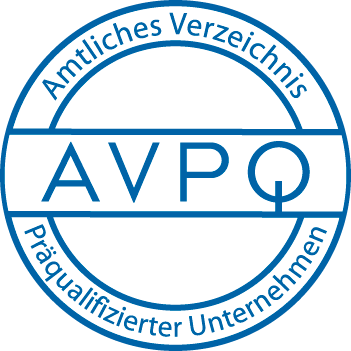 Blue circular seal with