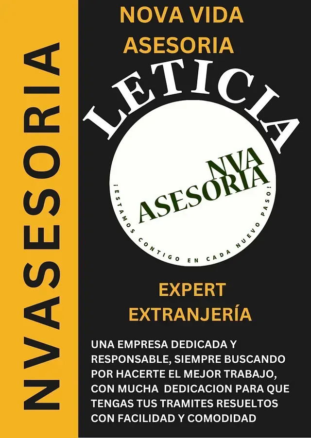 A poster for nova vida asesoria leticia expert extranjeria