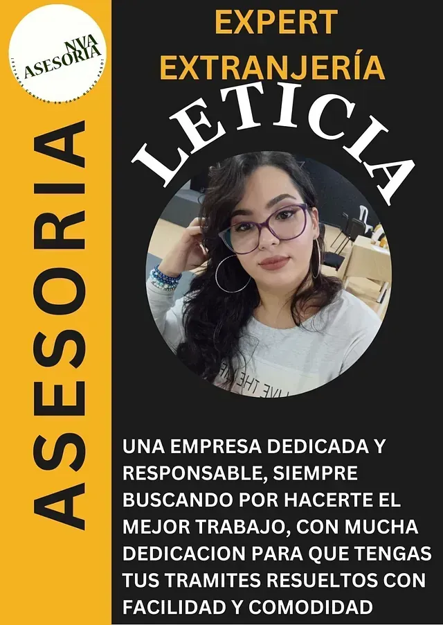 Un cartel que dice experta extranjería leticia.