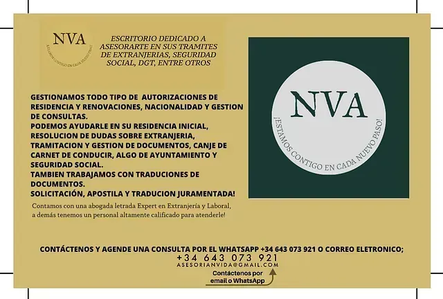 Una tarjeta con la palabra nva en ella
