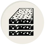 Un icono en blanco y negro de un sándwich en un círculo.