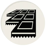 Un icono en blanco y negro de un dosel sobre un fondo blanco.