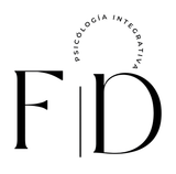 Un logotipo que muestra las letras "FD" separadas por una línea vertical, con el texto "PSICOLOGÍA INTEGRATIVA"