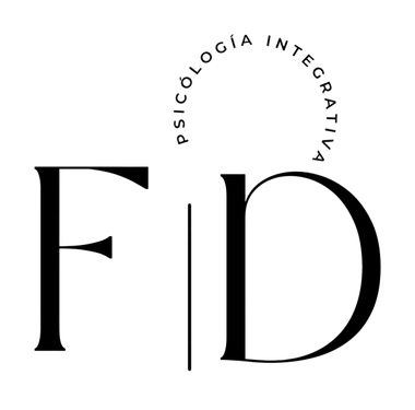 Un logotipo que muestra las letras "FD" separadas por una línea vertical, con el texto "PSICOLOGÍA INTEGRATIVA"