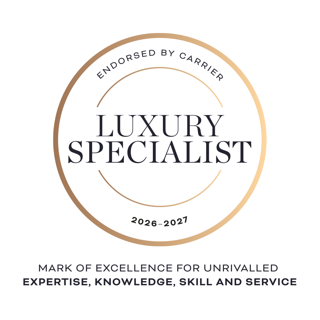 Luxury Specialist endorsement seal with gold and black text on a white background