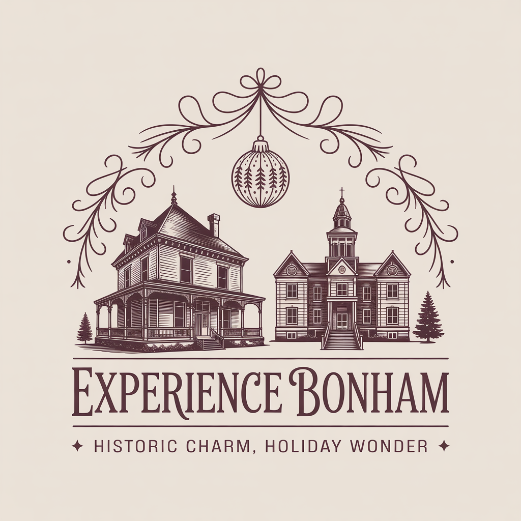 Experience Bonham historic charm and holiday wonder artwork with Victorian home and courthouse