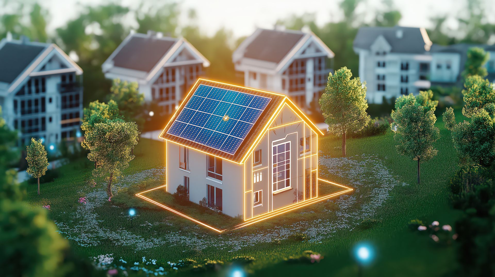 Maison entourée de lumières