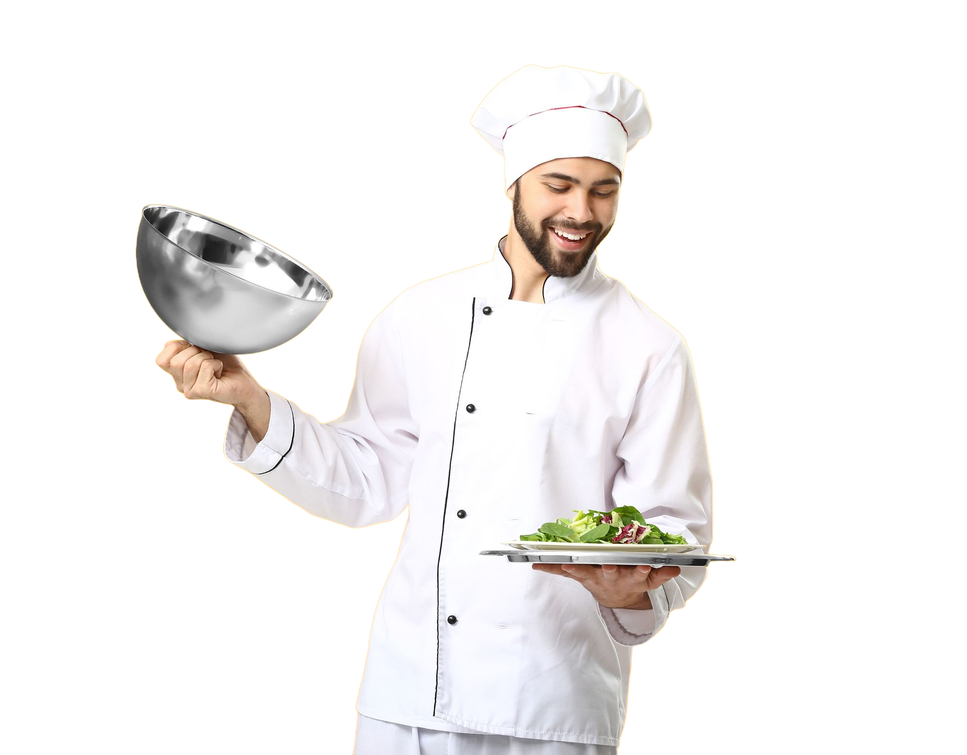 Chef cuisinier avec un plat dans les mains