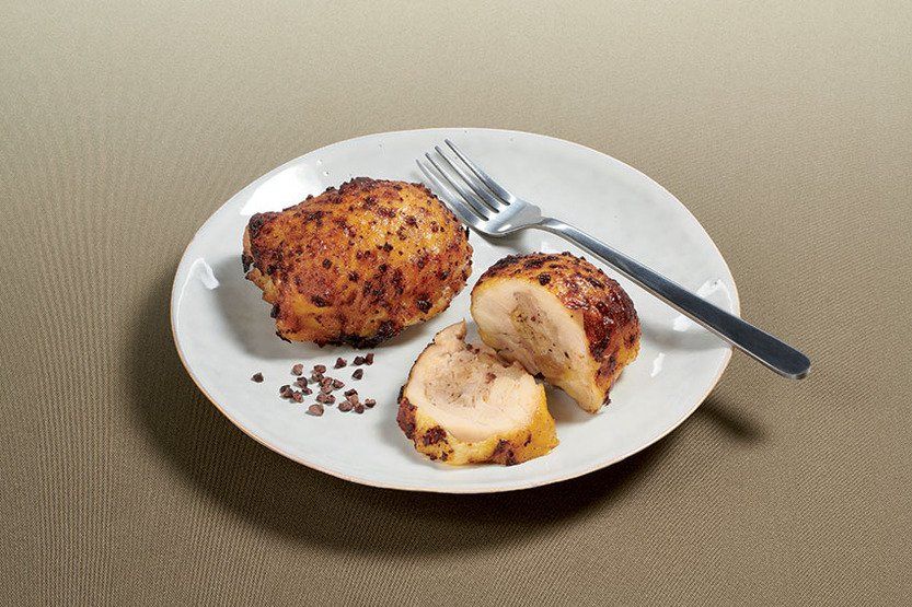 Haut de cuisse de poulet, farci au foie gras