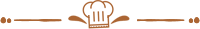 Symbol mit brauner Kochmütze und gestrichelten Linien.
