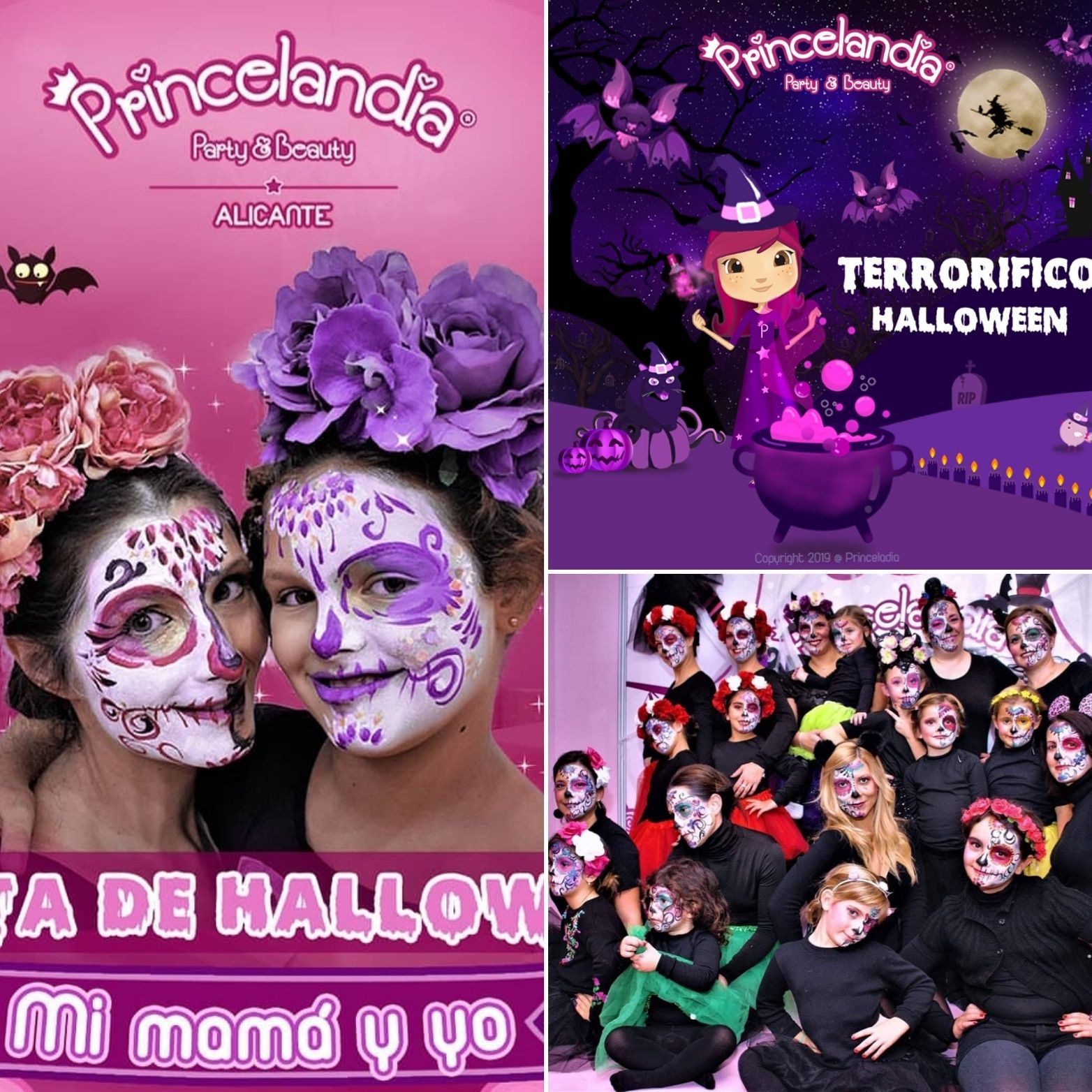 Un grupo de personas con las caras pintadas para Halloween.