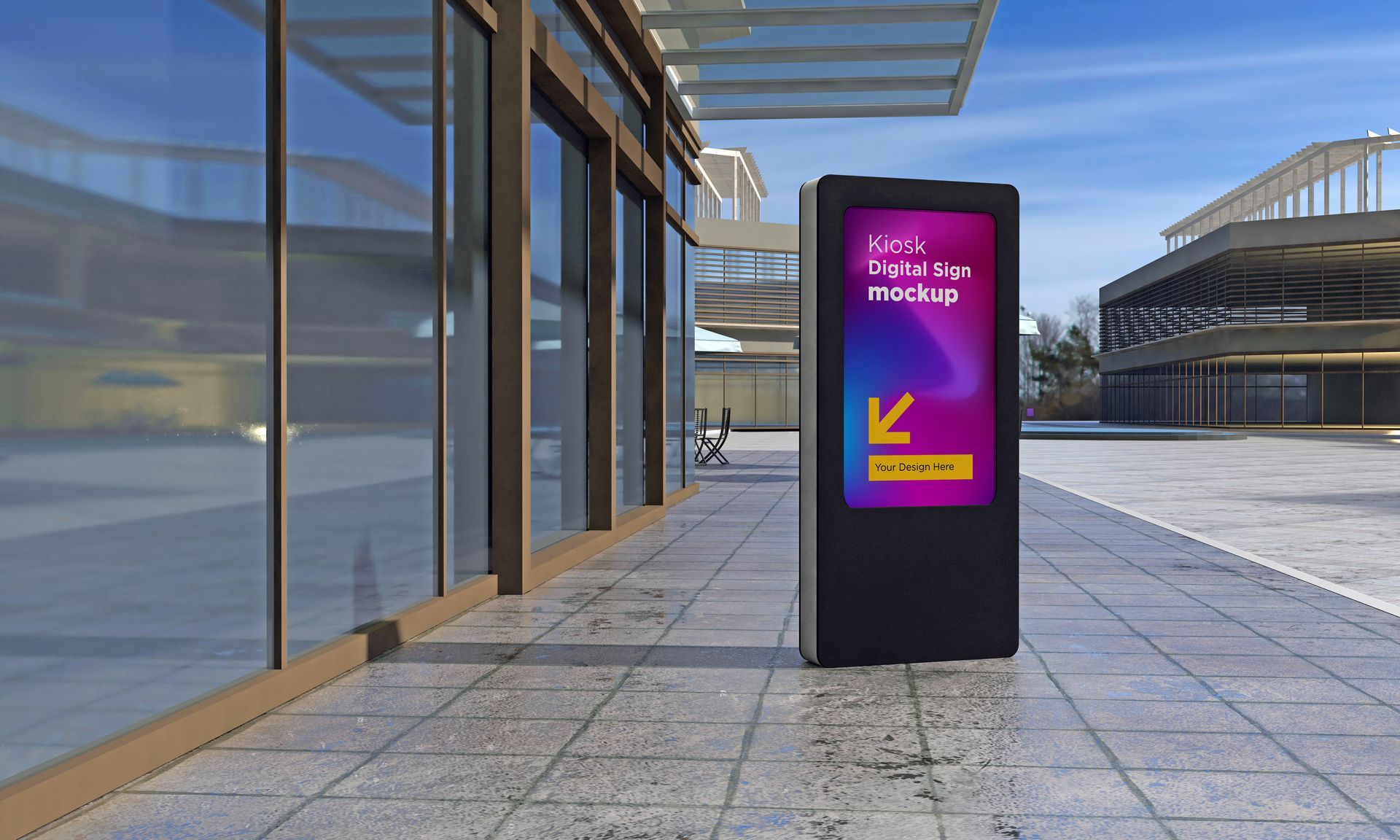 Panneau d'une signalétique extérieure éclairé