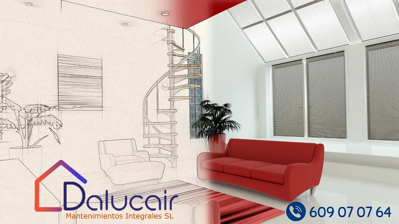 Una imagen de una sala de estar con un sofá rojo.