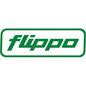 Grünes „Flippo“-Logo in einem abgerundeten Rechteck auf weißem Hintergrund.