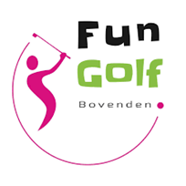 Logo für Fun Golf Bovenden: rosa Golfer-Silhouette, grünes „Golf“, schwarzes „Fun“, in einem rosa Kreis angeordnet.