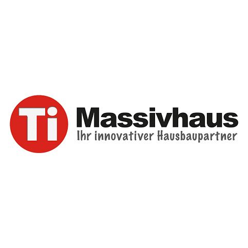 Logo von Massivhaus, einem Partner für den Hausbau, mit „Ti“ in Weiß auf einem roten Kreis, gefolgt vom Firmennamen und Slogan.