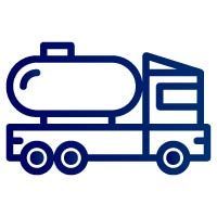 Camion-citerne en contour bleu.