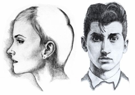 Un profil d'une femme et un homme de face