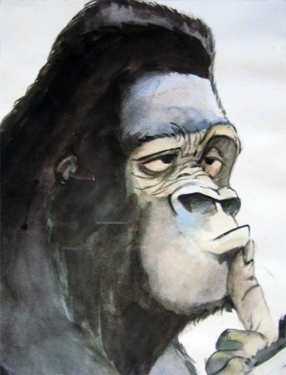 Dessin de gorille - aquarelle