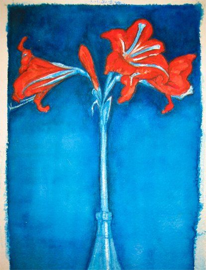 Étude fleur - encre aquarelle